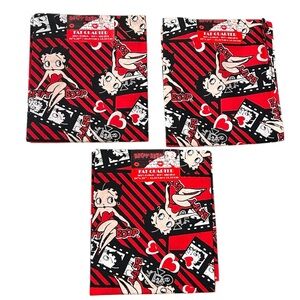 Lot Of 3 NWT Betty Boop 100% Cotton Fabric Fat Quarter Hearts Stripes Cartoon